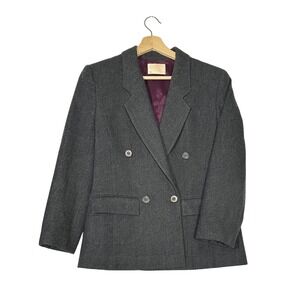 Vtg Pendleton Wool Double Breasted Blazer Jacket Gray Classic preppy academic